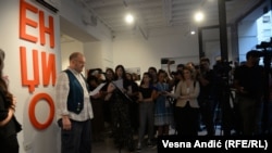 Kustos Borislav Pešić Blagoja na otvaranju izložbe