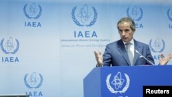 Генеральний директор Міжнародного агентства з атомної енергії Рафаель Ґроссі виступає перед ЗМІ під час засідання Ради керівників МАГАТЕ у Відні, Австрія, 9 вересня 2024 року
