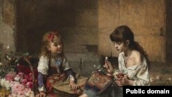 Картина Алексея Харламова «Юные цветочницы» (1885 г.) была продана на аукционе Sotheby’s за 3,176 миллионов долларов