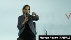 Лауреатка Пулітцерівської премії Енн Епплбаум, письменниця, журналістка у Львові на Медіафорумі, 17 травня 2025 року