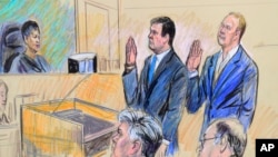 Пол Манафорт та Ричард Ґейтс у суді 30 жовтня. Малюнок судового художника