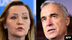 Румыниядагы президенттик шайлоонун экинчи айлампасына чыккан Орусияга ыктаган саясатчы Кэлин Жоржеску жана "Румынияны сактап калуу бирикмеси" либералдык партиясынын лидери Елена Ласкони.