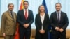 Архивска фотографија: Високата претставничка на ЕУ за надворешна политика, Федерика Могерини, еврокомесарот Јоханес Хан, шефот на македонската дипломатија Никола Димитров и вицепремиерот за европски прашања Бујар Османи на 18 јули во Брисел