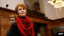 Заступник міністра закордонних справ України Олена Зеркаль у Міжнародному суді ООН, який розглядає позов проти Росії. Гаага, 6 березня 2017 року