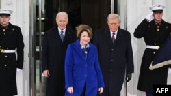 Presidenti në largim, Joe Biden, dhe presidenti i zgjedhur, Donald Trump, duke dalë nga Shtëpia e Bardhë.