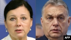 Vicepreședinta Comisiei Europene, Vera Jourova, și premierul Ungariei Viktor Orban