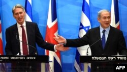 نشست خبری بنیامین نتانیاهو، نخست وزیر اسرائیل و فیلیپ هاموند، وزیر خارجه بریتانیا