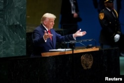 Президент США Дональд Трамп звертається до 80-ї Генеральної Асамблеї Організації Об'єднаних Націй у штаб-квартирі ООН у Нью-Йорку, США, 23 вересня 2025 року