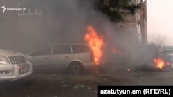 După bombardarea localității Stepanakert din Nagorno Karabakh, 4 octombrie 2020