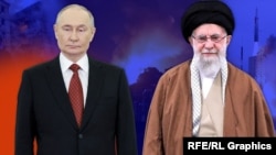 Президент Росії Володимир Путін (л) та верховний лідер Ірану Алі Хаменеї. Колаж