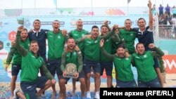 Националният отбор на България през 2018 г. след спечелването на Дивизия "Б"