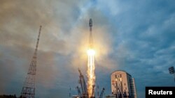 Лансирање на ракетата Сојуз 2.1б што го носеше вселенското летало Луна-25 во вселената, космодром Восточни, Русија, 11 август 2023 година.