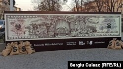 Instalație stradală de Mariana Rață la cinci ani de la frauda din sistemul bancar, 13 noiembrie 2019.