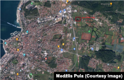 Mapa Pule na kojoj je označena parcela koju je kupila Islamska zajednica.