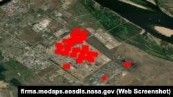 Тепловые сигнатуры на предприятии «Лукойл–Волгограднефтепереработка» со спутников NASA