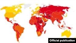Zonele cu o corupție masivă marcate cu roșu