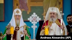 Patriarhii Daniel și Kiril în Catedrala patriarhală de la București, 27 octombrie 2017
