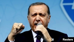 Președintele Erdogan adresîndu-se susținătorilor săi