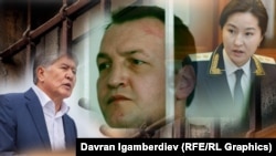 Бывший президент Алмазбек Атамбаев, кримавторитет Азиз Батукаев, экс-генпрокурор Индира Джолдубаева. Коллаж.