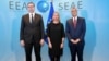 Predsednik Srbije Aleksandar Vučić, visoka predstavnica EU Federika Mogerini i predsednik Kosova Hašim Tači