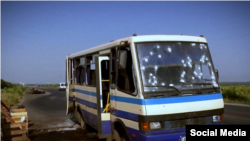 Автобус, у якому було розстріляно бійців «Правого сектору»