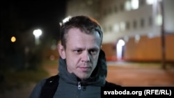 Uładź Hrydzin, după eliberarea sa din detenție, în septembrie 2020 când a mai fost arestat 11 zile. 