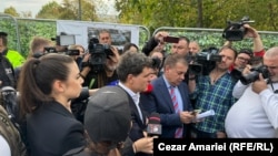 Nicușor Dan, la acea vreme primarul general al Bucureștiului, la șantierul declarat ilegal la Planșeul Unirii, 14 octombrie 2024.