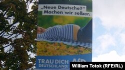 Poster anti-migraţionist şi xenofob al AfD, Berlin