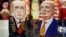 Матрешки в виде Владимира Путина и Дональда Трампа в одном из сувенирных магазинов в центре Москвы 