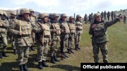 Armenia -- Soldiers pictured during a military exercise in Tavush, March 26, 2019.