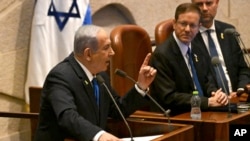 Израелскиот премиер Бенјамин Нетанјаху на седница на израелскиот парламент, октомври 2024