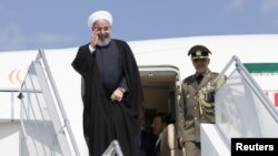 Ирандын президенти Хасан Роухани Швейцарияга келген учур. 2-июль, 2018-жыл. 