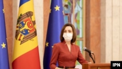 Președinta Maia Sandu la conferința de presă la care a comentat decizia Curții Constituționale, Chișinău, 15 aprilie 2021