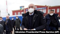 Президент Європейської ради Шарль Мішель під час перебування на Донбасі, 2 березня 2021 року