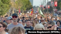 Protest antiguvernamental la Belgrad, organizat de studenți. 8 septembrie 2025.