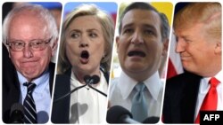 Bernie Sanders, Hilary Clinton (democrați), Ted Cruz și Donald Trump (republicani) se luptă pentru nominalizarea lor la alegerile prezidențiale.