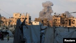 Një shpërthim në Qytetin e Gazës më 21 gusht 2025. 