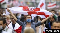 Imagini de la protestele din Minsk, din septembrie 2020