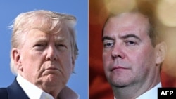 Комбіноване фото: президент США Дональд Трамп (л) і експрезидент РФ Дмитро Медведєв