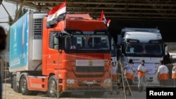 Газанын тургундары үчүн гуманитардык жардам. Рафах өткөрүү пункту. 21-октябрь, 2023-жыл.