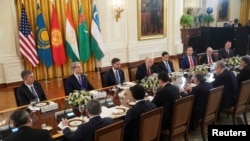 US President Donald Trump and other top US officials meet the leaders of Kazakhstan, Kyrgyzstan, Tajikistan, Turkmenistan, and Uzbekistan at the White House on November 6.