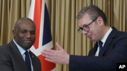Britanski ministar vanjskih poslova David Lammy sa predsednikom Srbije Aleksandrom Vučićem u Beogradu, 2. april 2025.