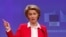 Голова Європейської комісії Урсула фон дер Ляєн на пресконференції розповідає про зусилля ЄС щодо обмеження впливу коронавірусу на економіку країн Євросоюзу. Брюссель, квітень 2020 року