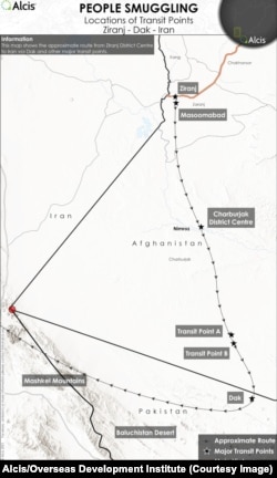 Embercsempész-útvonalak Afganisztánból Iránba