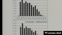 Tablica podataka prikazana u sudnici 25. srpnja 2013.