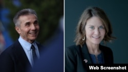 ფოტოკოლაჟი: ბიძინა ივანიშვილი (მარცხნივ) და აშშ-ის ელჩი საქართველოში, რობინ დანიგანი