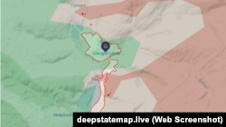 Шандриголове на мапі DeepState станом на 23 вересня 2025 року. Червоним кольором позначена територія під контролем армії РФ