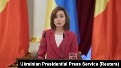 Președinta Maia Sandu la Kiev, după întrevederea cu președintele Ucrainean, Volodimir Zelenski, Kiev, 12 iunie 2021.