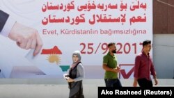 یکی از بنرهای تبلیغاتی نصب شده در کرکوک، در حمایت از همه‌پرسی کردستان عراق