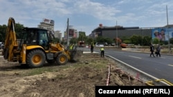Lucrările de reparație la Planșeul Unirii din București au intrat în etapa a doua. Imagine din 20 iunie 2025.